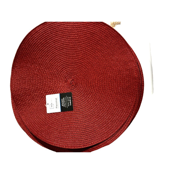 Round woven Placemats Set of 9 new Red Rust Fall Thanksgiving color - Picture 1 of 2